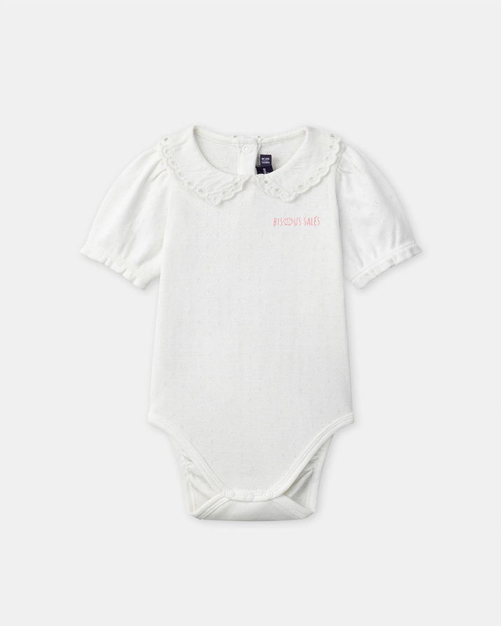 &lsquo;Bisous sal&eacute;s&rsquo; collar bodysuit Ecru colour  Sergent Major