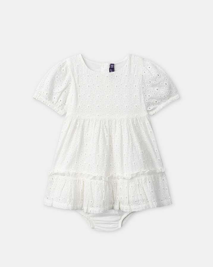 Embroidered dress and bloomers Ecru colour  Sergent Major