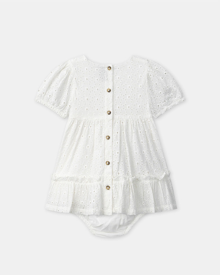 Embroidered dress and bloomers Ecru colour  Sergent Major