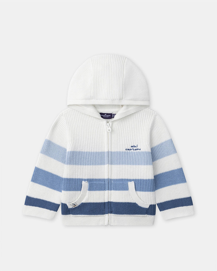 Hooded cardigan with stripes Blue colour Sergent Major