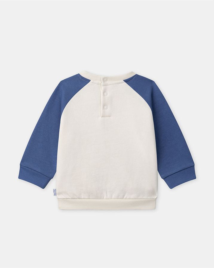 Two-tone sweatshirt with chick embroidery Blue/ecru colour  Sergent Major