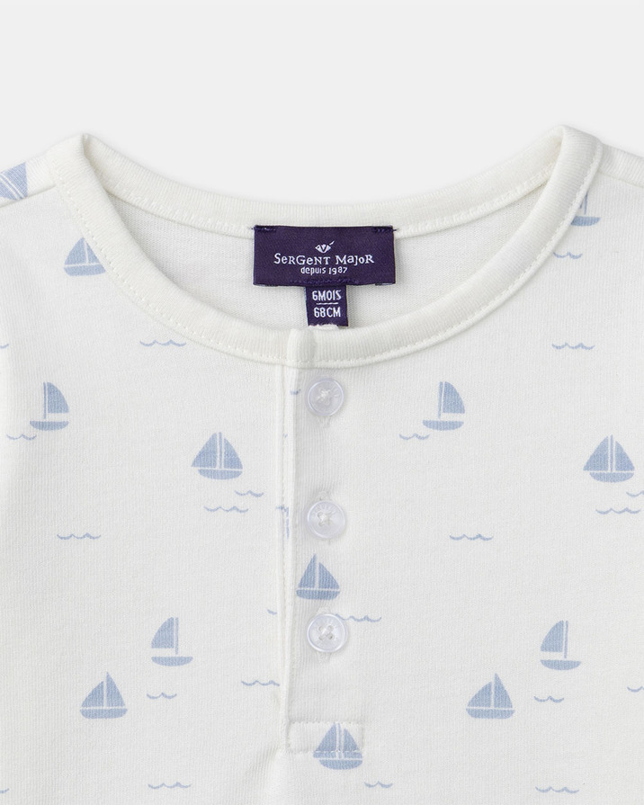 Boat print T-shirt Ecru colour  Sergent Major