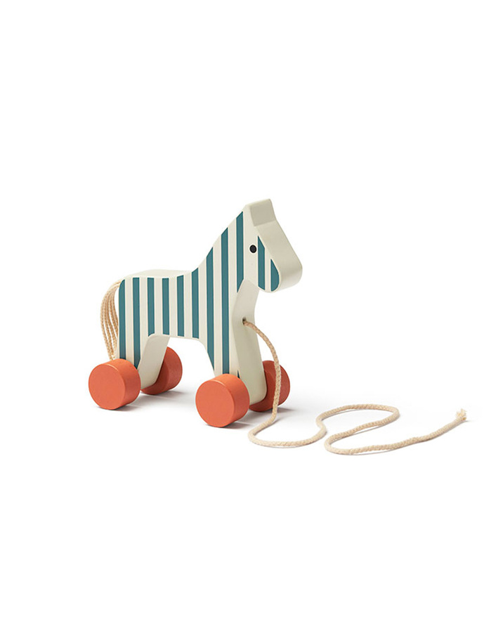 Striped pull-along horse Wooden  Kid's concept