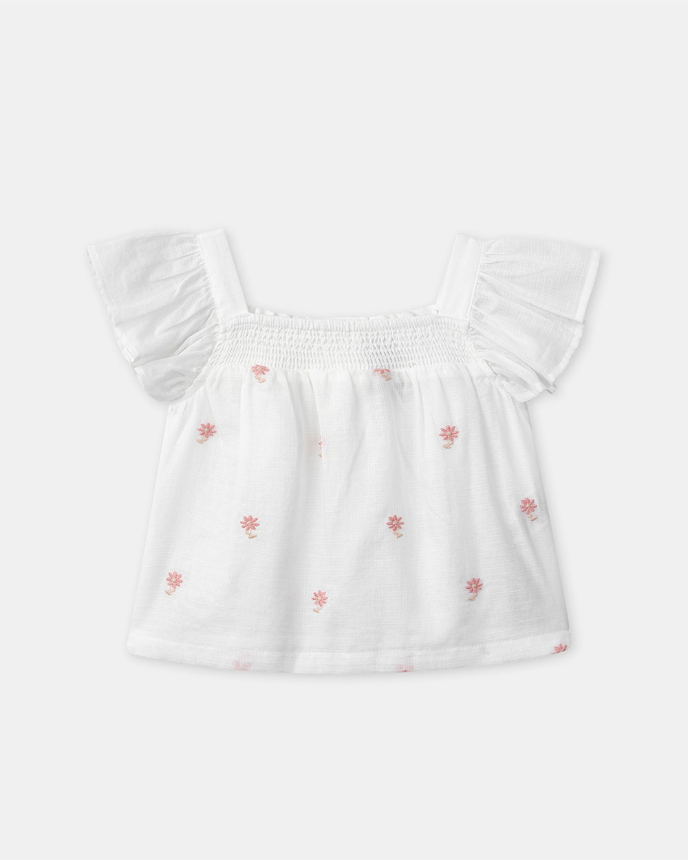 Short-sleeved blouse with floral embroidery Ecru colour  Sergent Major