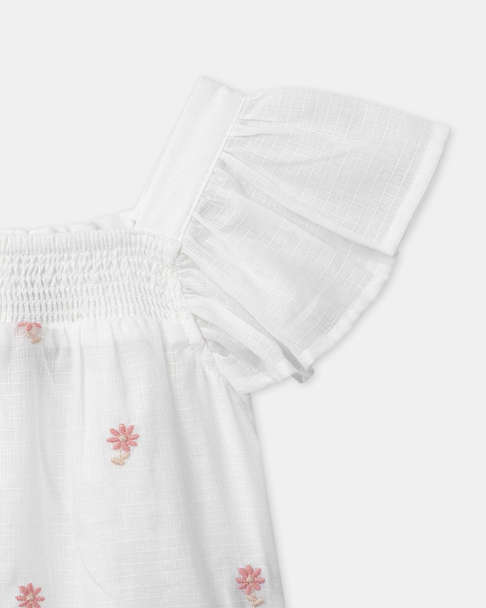 Short-sleeved blouse with floral embroidery Ecru colour  Sergent Major