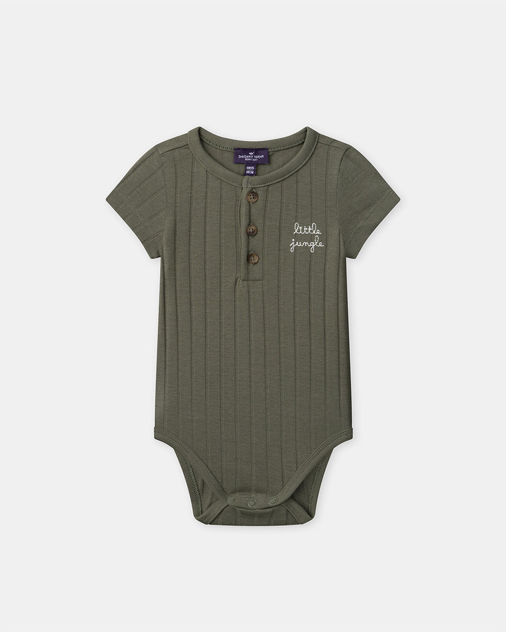 Little Jungle embroidered ribbed bodysuit Green colour Sergent Major