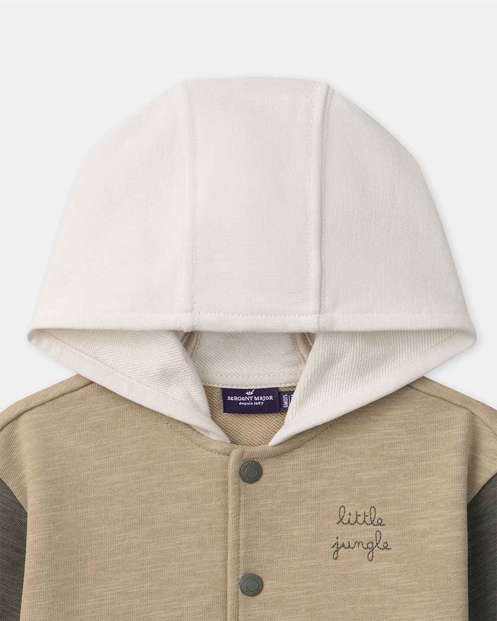 Tricolor hooded cardigan Beige/khaki colour  Sergent Major