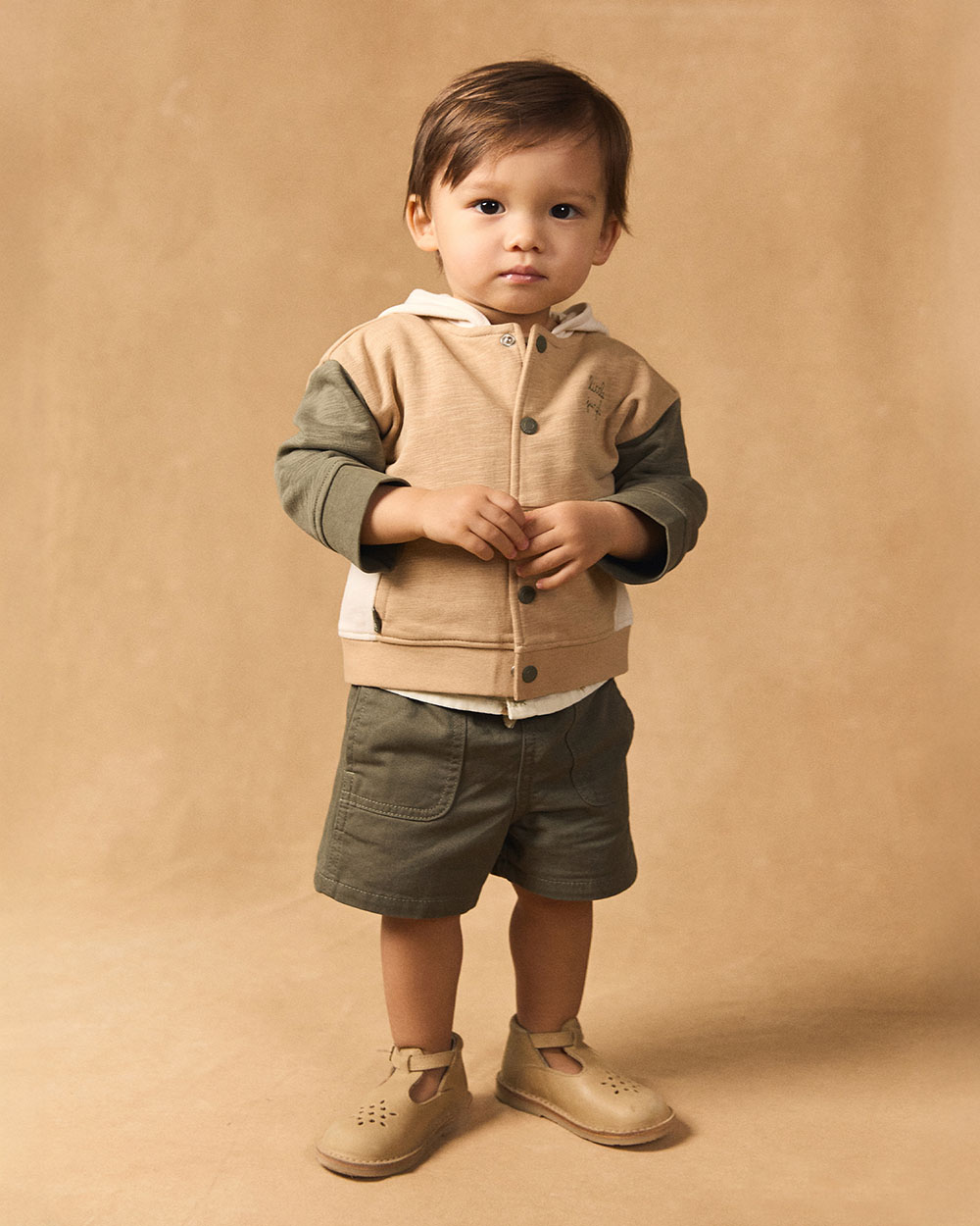 Tricolor hooded cardigan Beige/khaki colour  Sergent Major