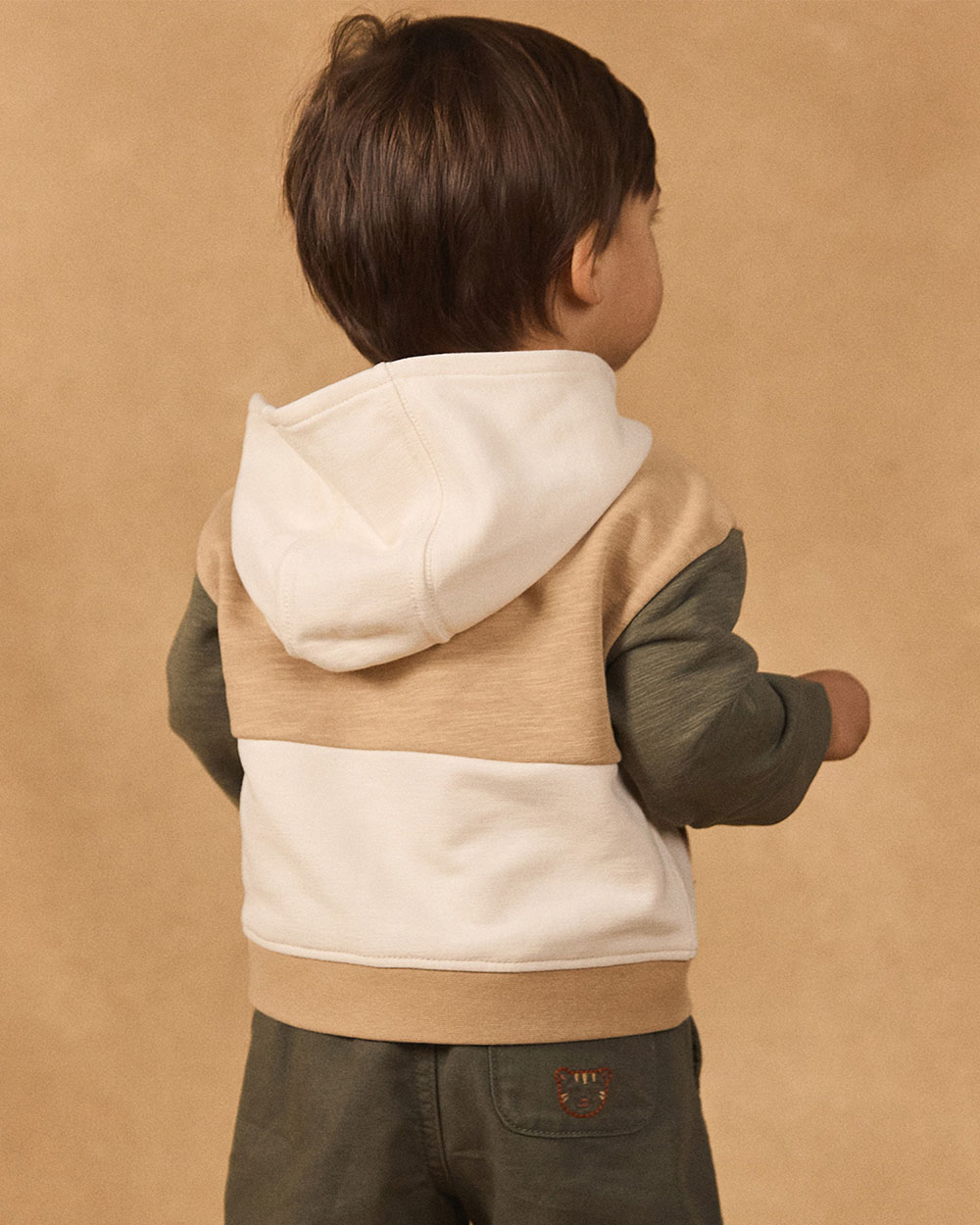 Tricolor hooded cardigan Beige/khaki colour  Sergent Major
