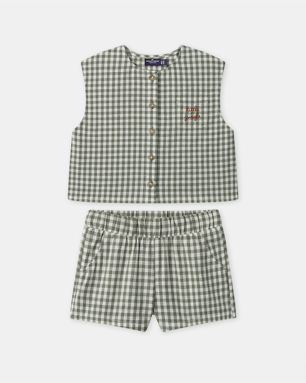 Gingham tank top and shorts set Dark green/ivory colour Sergent Major