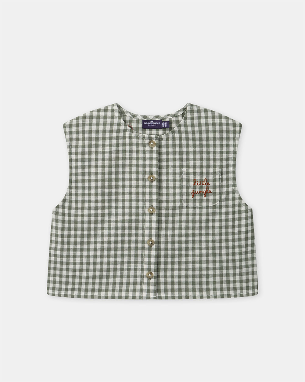 Gingham tank top and shorts set Dark green/ivory colour Sergent Major