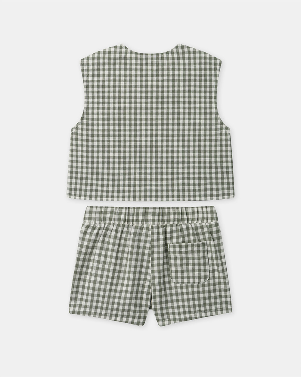 Gingham tank top and shorts set Dark green/ivory colour Sergent Major