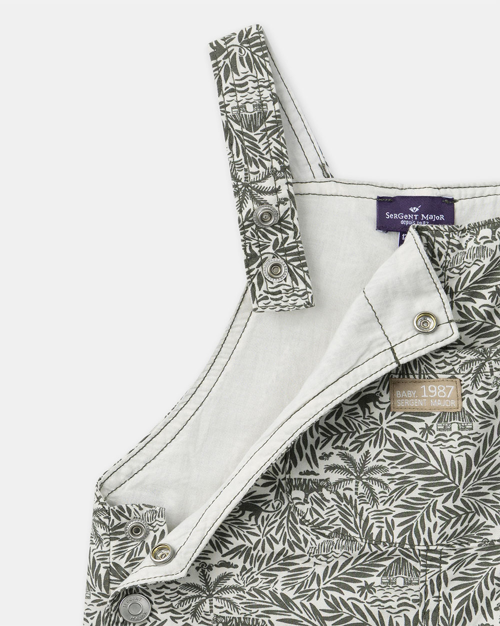 Tropical print short overalls Khaki colour  Sergent Major