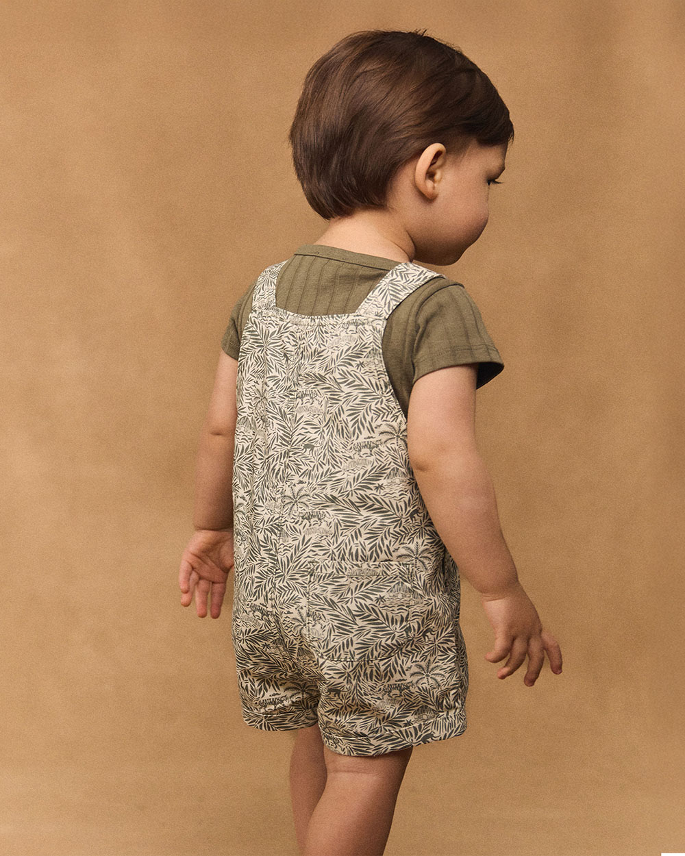Tropical print short overalls Khaki colour  Sergent Major