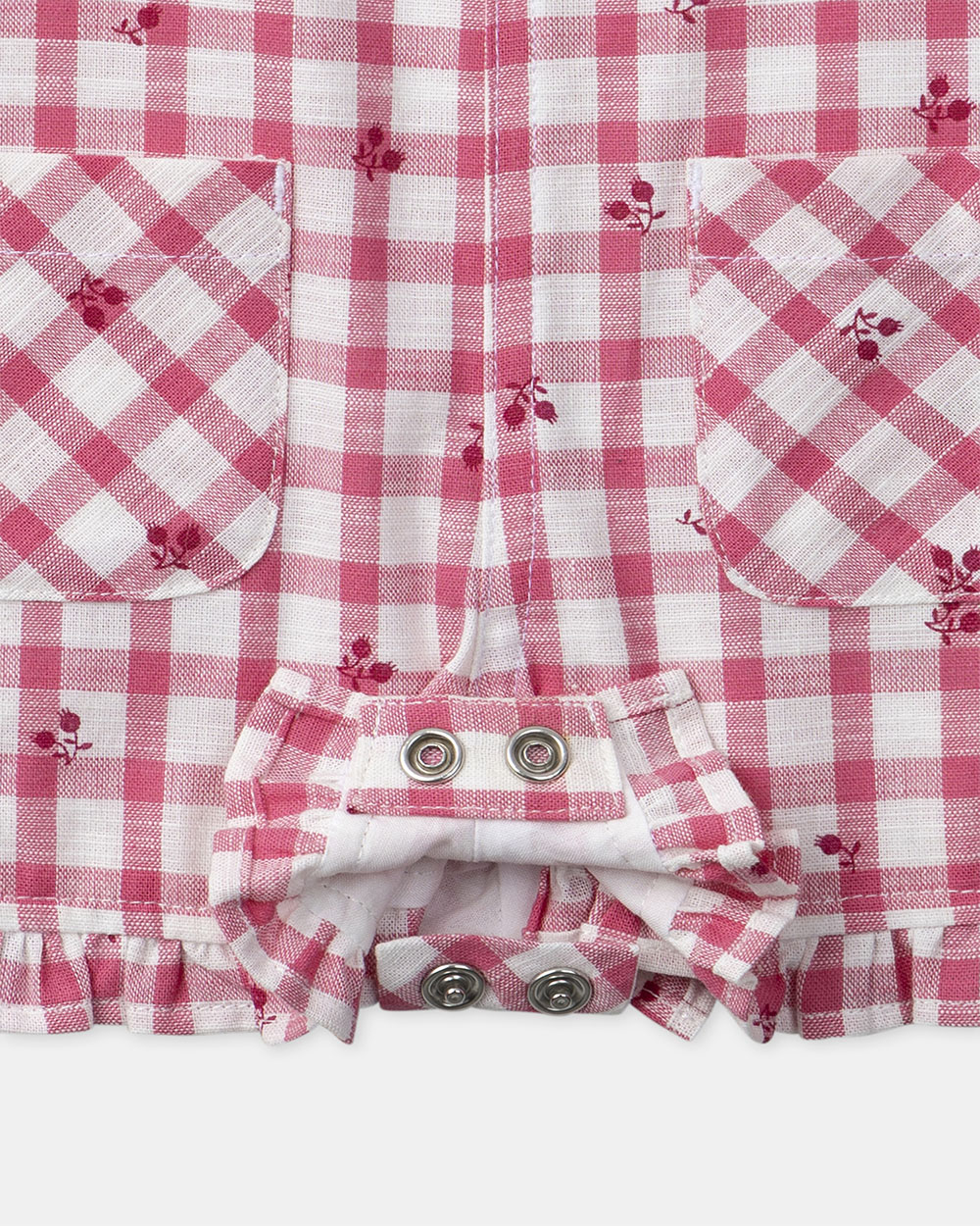 Short gingham overalls with ruffles Pink colour Sergent Major