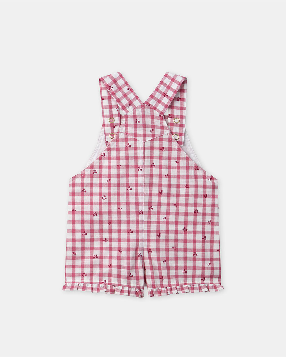 Short gingham overalls with ruffles Pink colour Sergent Major