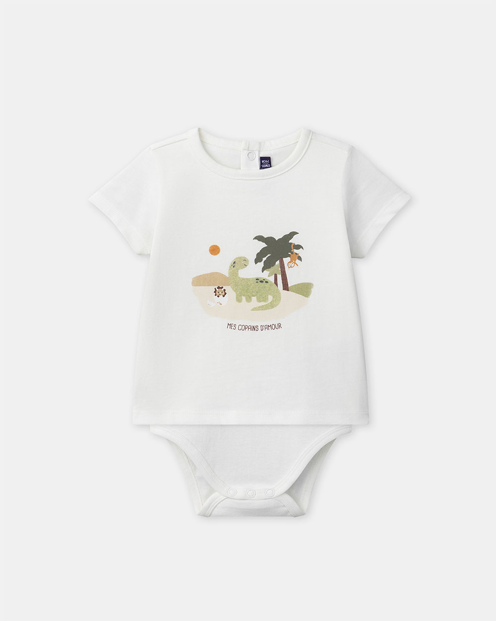 Dinosaur T-shirt bodysuit Ecru colour  Sergent Major