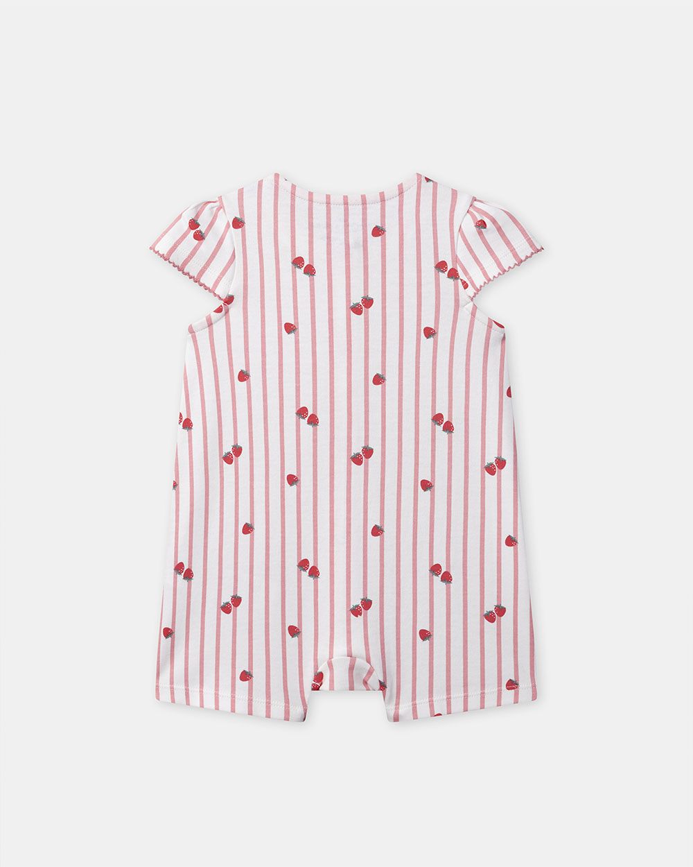 Short-sleeve striped onesie with strawberry print Coral colour  Sergent Major