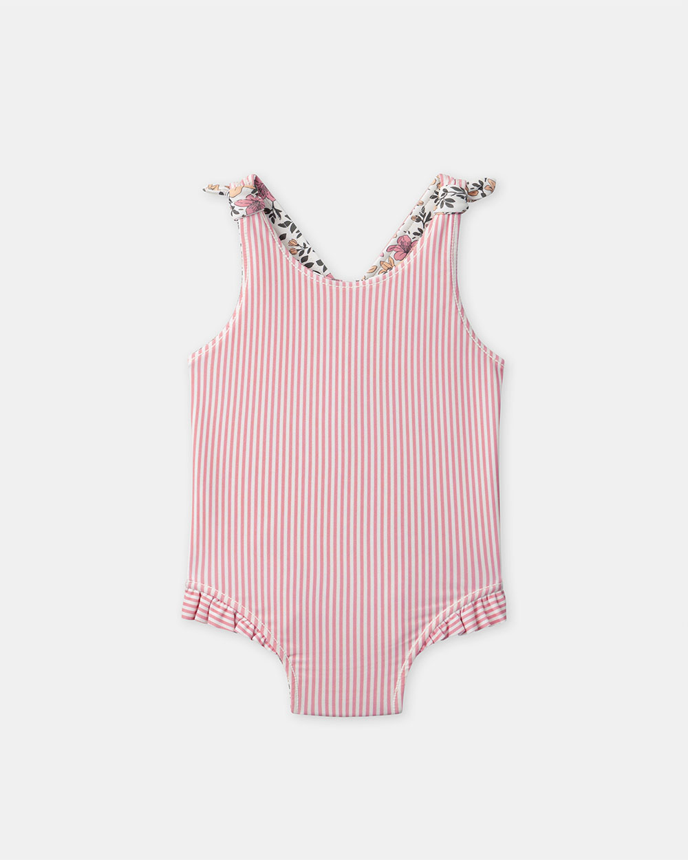 Reversible floral or striped print one-piece swimsuit Pink colour  Sergent Major