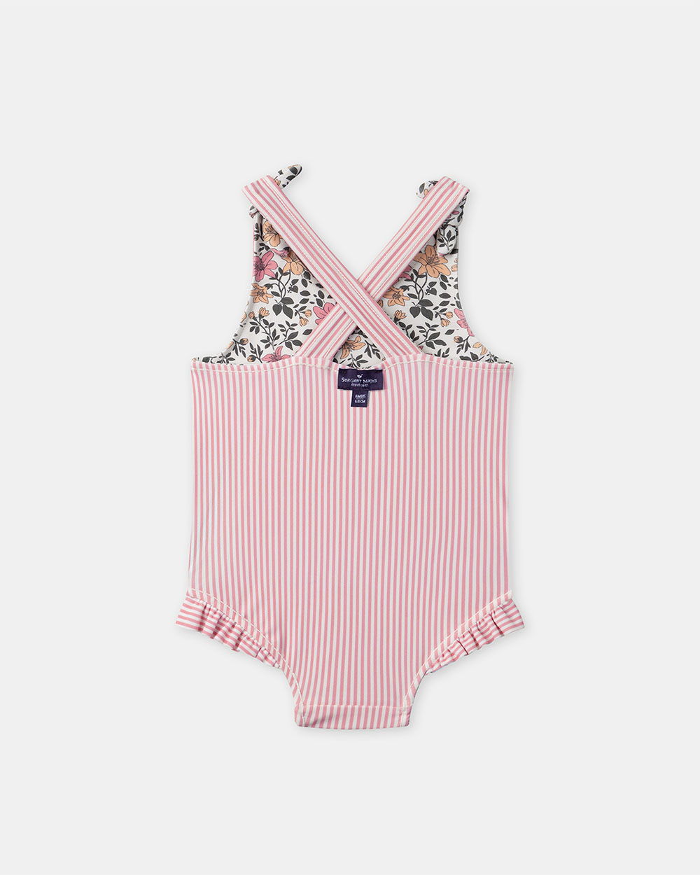 Reversible floral or striped print one-piece swimsuit Pink colour  Sergent Major