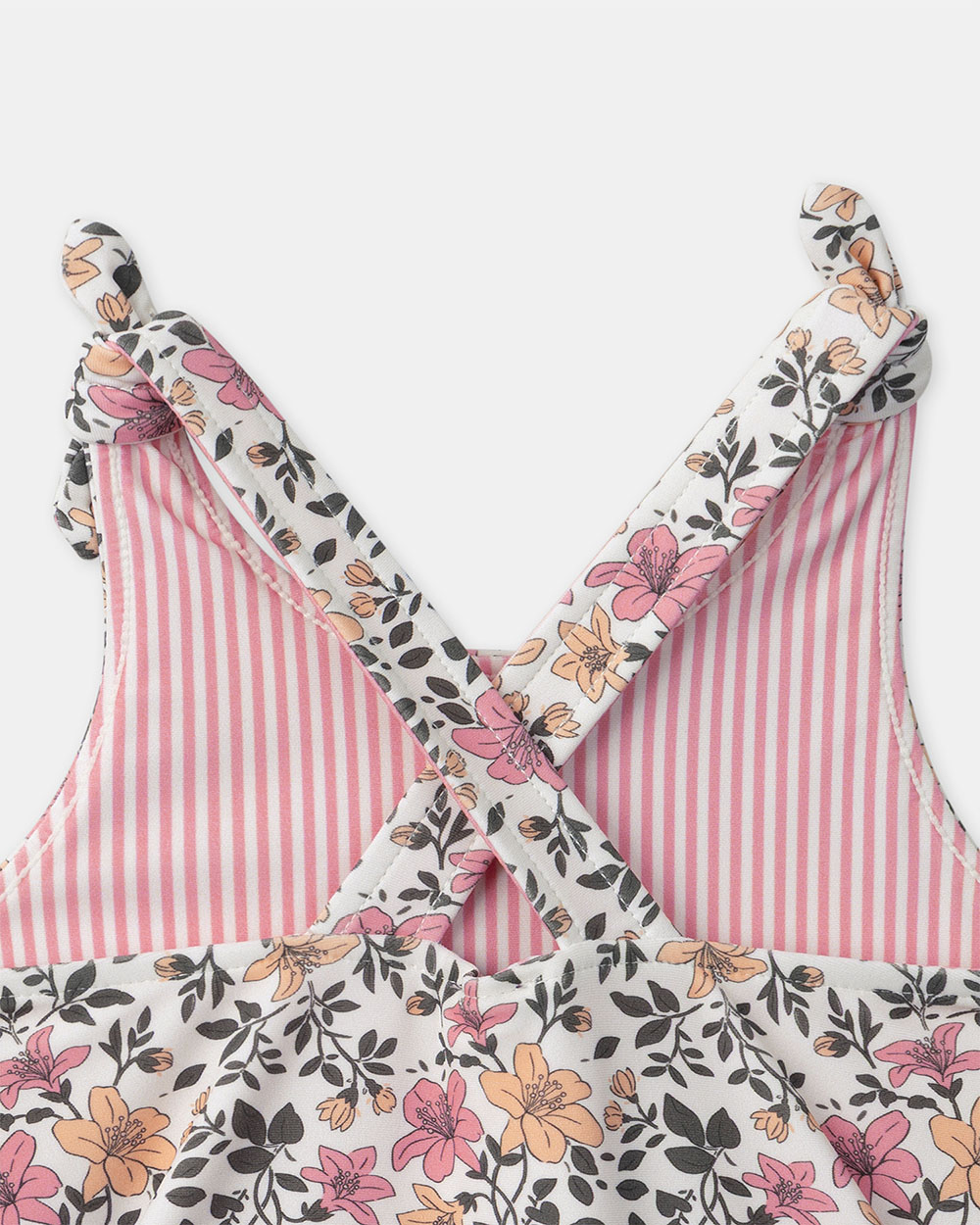 Reversible floral or striped print one-piece swimsuit Pink colour  Sergent Major