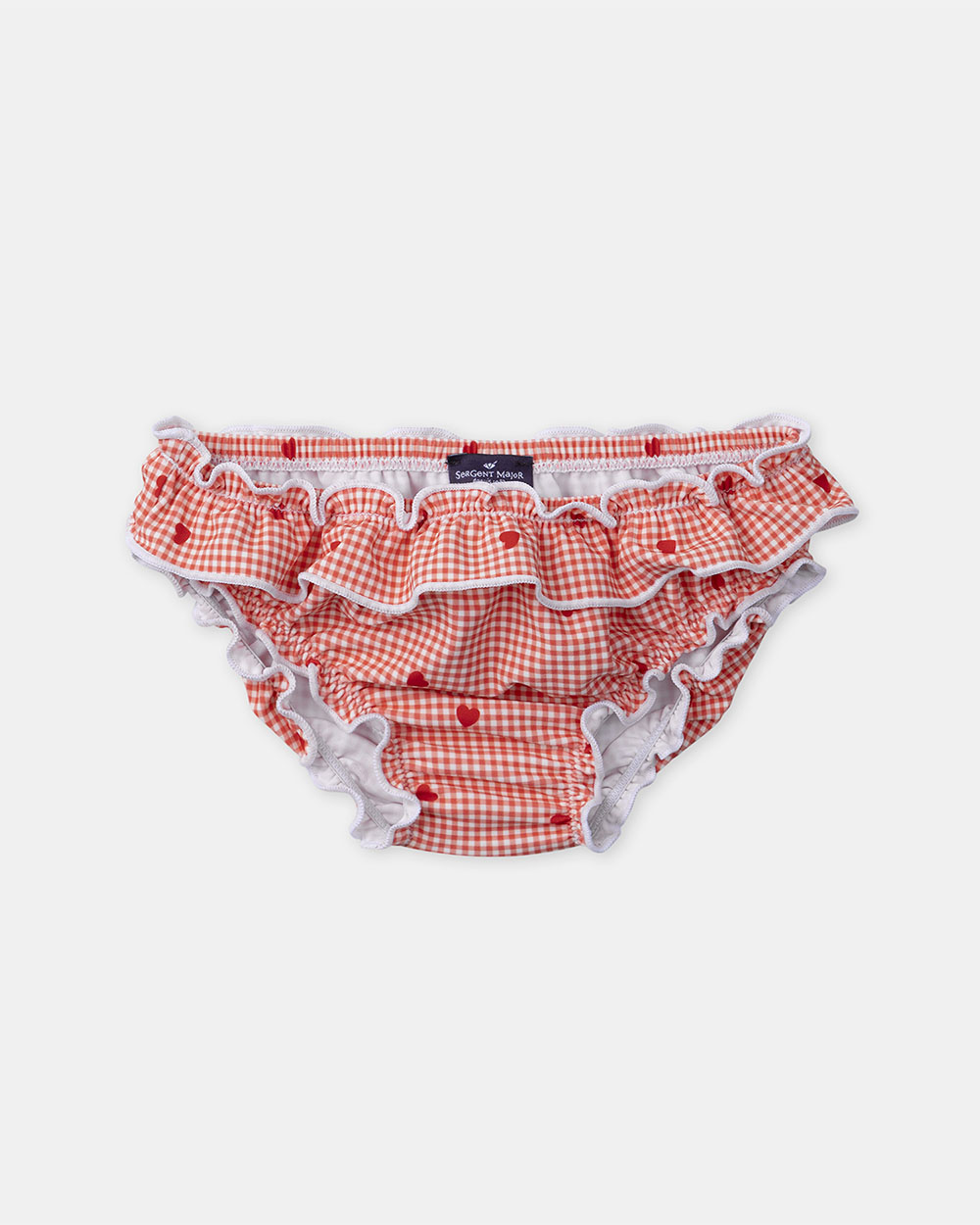 Checks and hearts print swim bottoms Red colour  Sergent Major