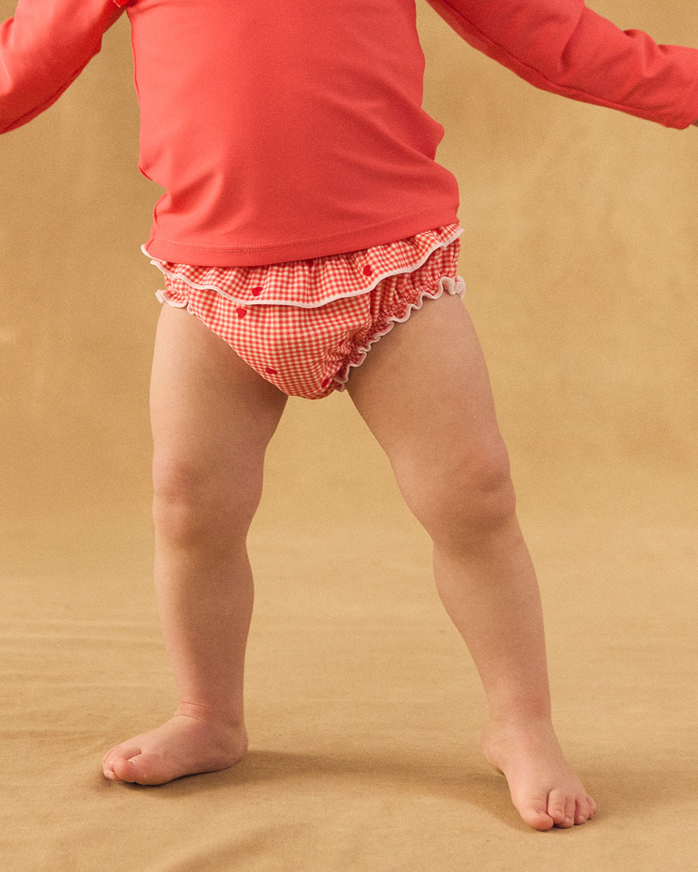 Checks and hearts print swim bottoms Red colour  Sergent Major