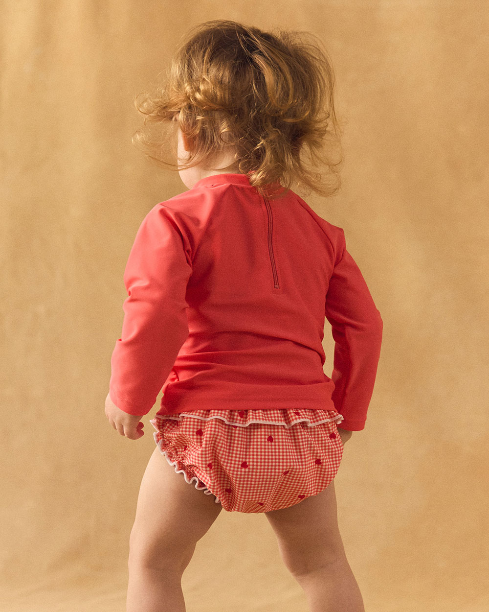 Checks and hearts print swim bottoms Red colour  Sergent Major