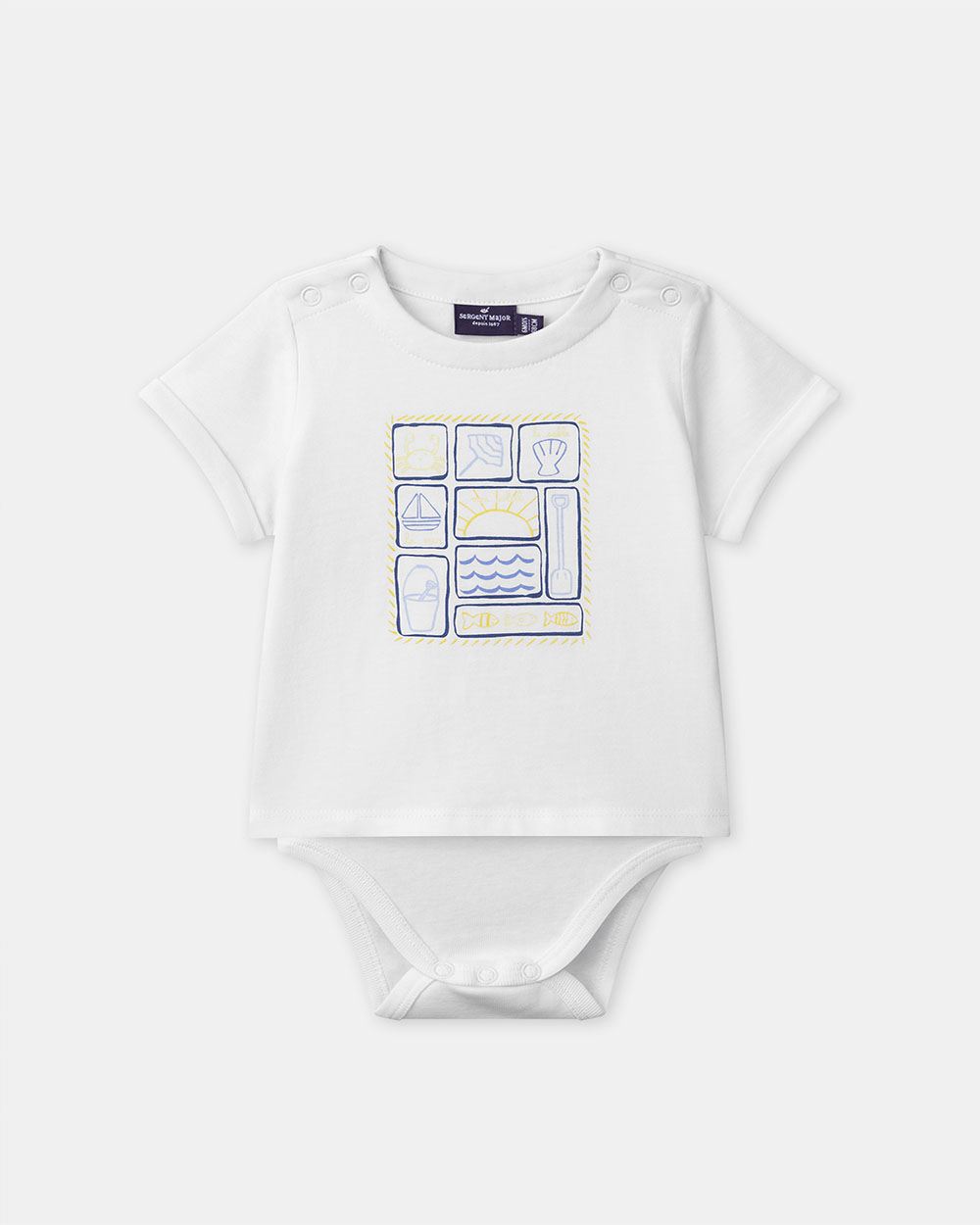 Sea-print T-shirt bodysuit Ecru colour  Sergent Major
