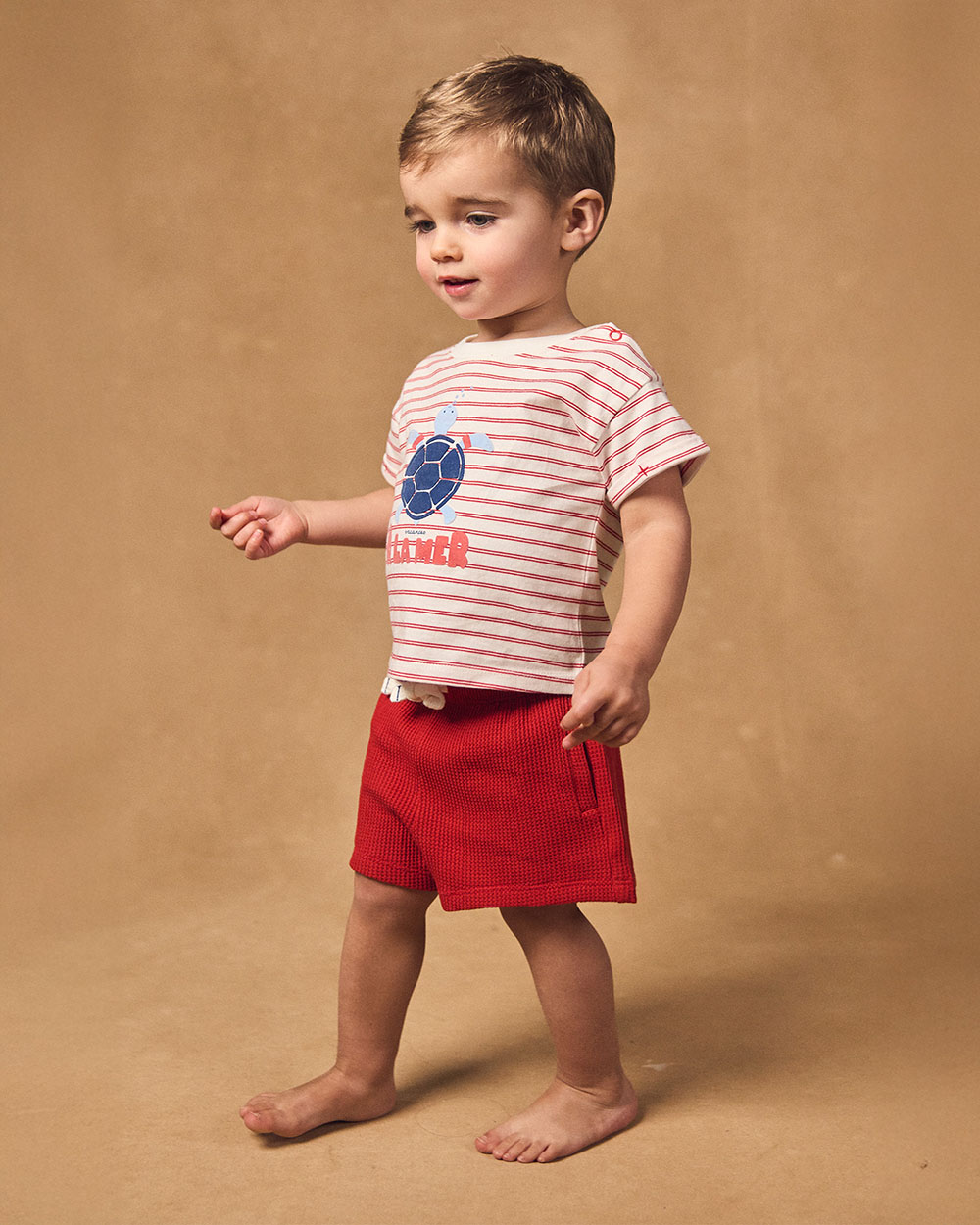 Striped T-shirt and red shorts set Red colour  Sergent Major