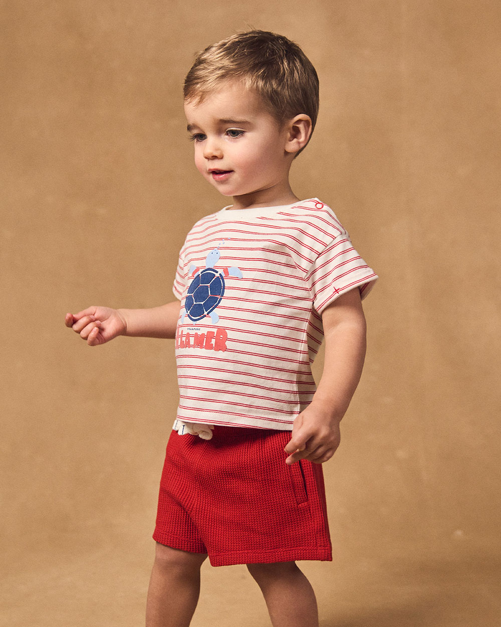 Striped T-shirt and red shorts set Red colour  Sergent Major