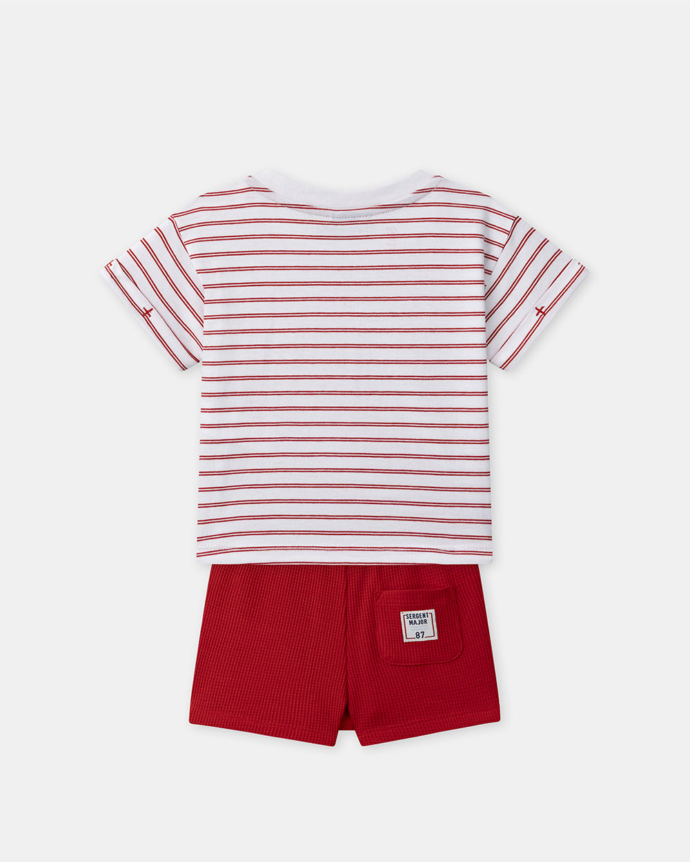 Striped T-shirt and red shorts set Red colour  Sergent Major