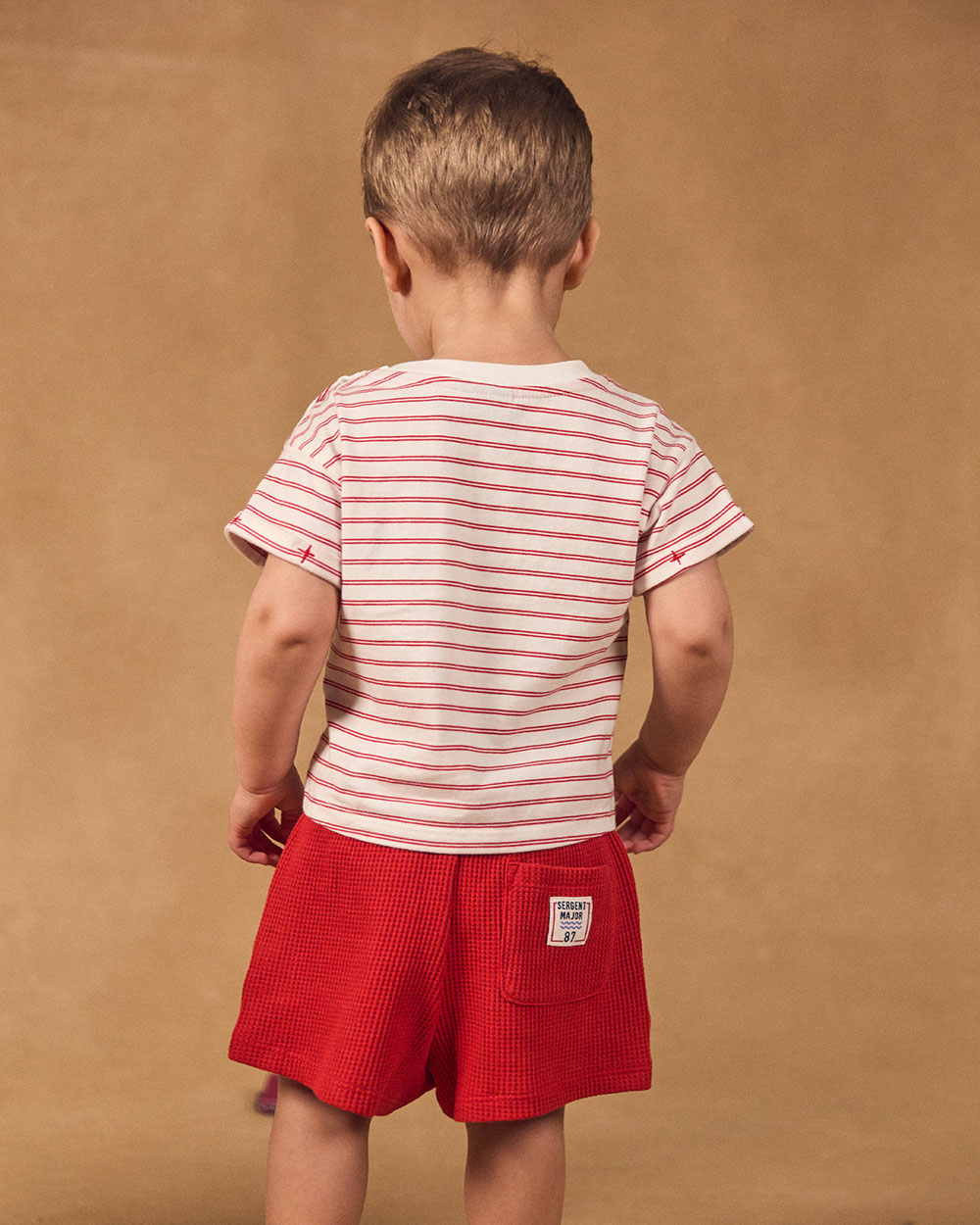 Striped T-shirt and red shorts set Red colour  Sergent Major