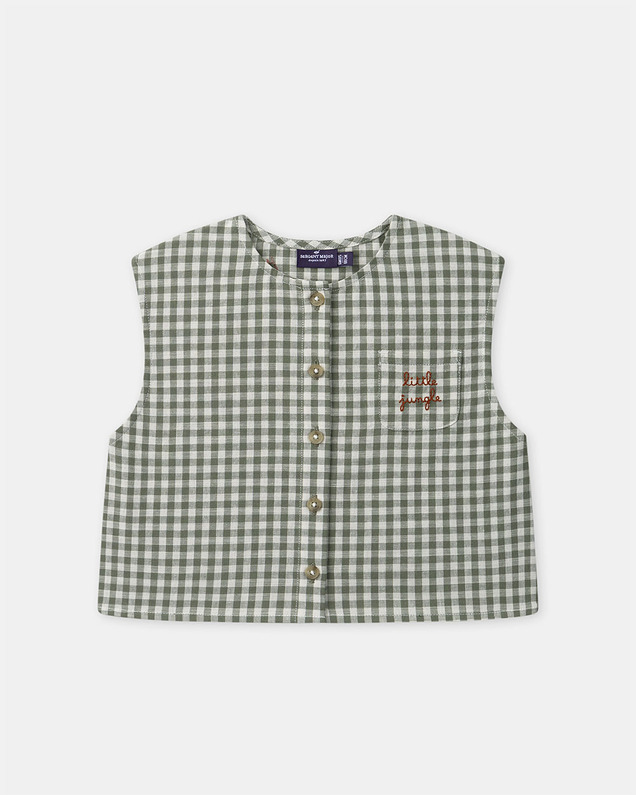 Gingham tank top and shorts set Dark green/ivory colour  Sergent Major