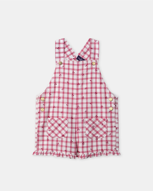 Short gingham overalls with ruffles Pink colour  Sergent Major