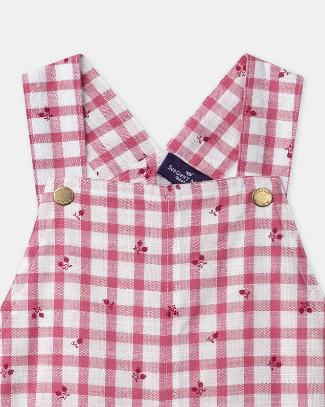 Short gingham overalls with ruffles Pink colour  Sergent Major