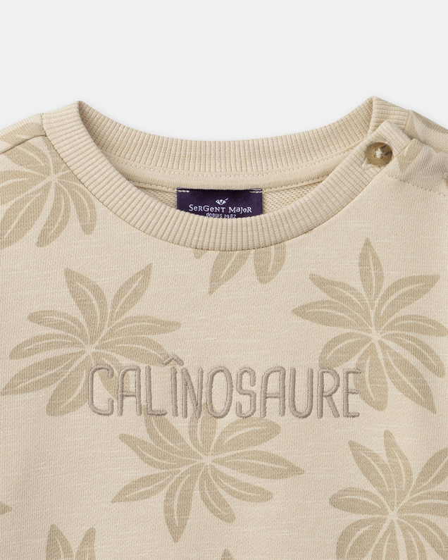 Palm tree print fleece sweatshirt Beige colour  Sergent Major