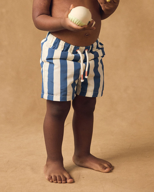 Striped swim shorts with nappy Blue colour  Sergent Major