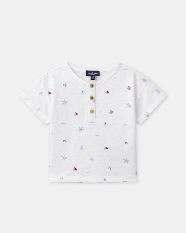 Nautical and animal print T-shirt Ecru colour  Sergent Major