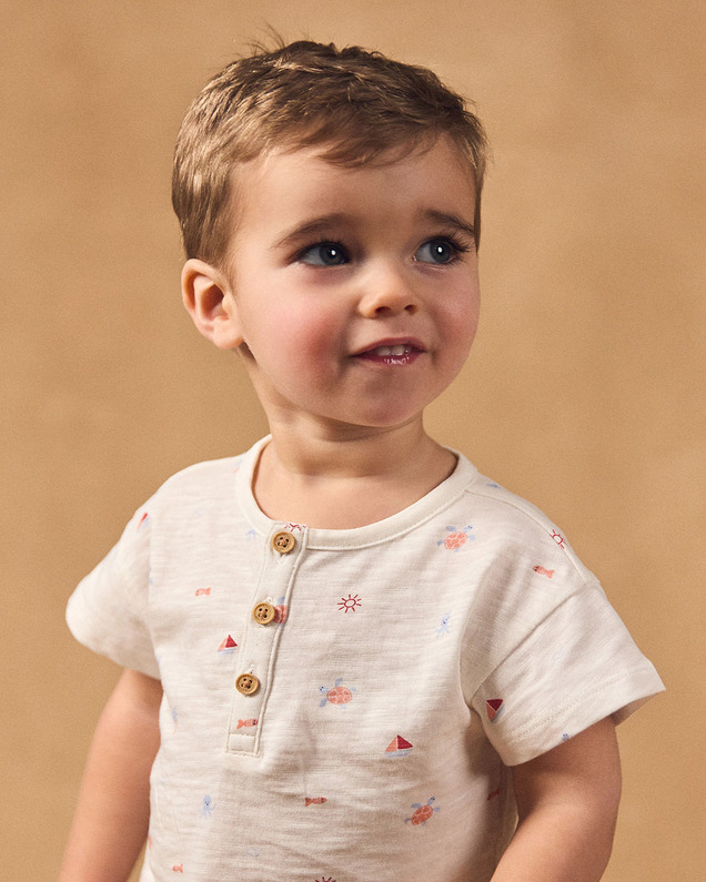 Nautical and animal print T-shirt Ecru colour  Sergent Major
