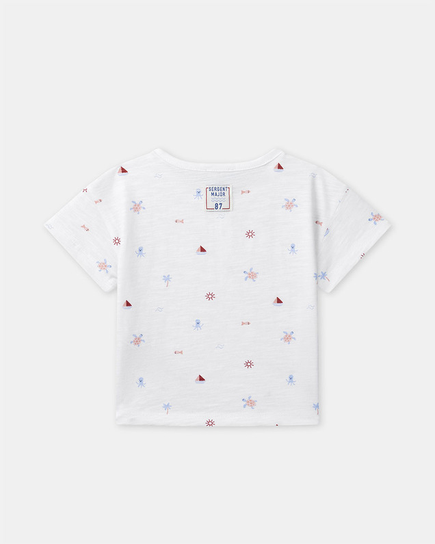 Nautical and animal print T-shirt Ecru colour  Sergent Major