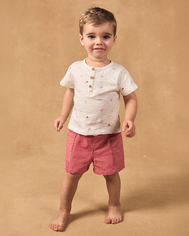 Nautical and animal print T-shirt Ecru colour  Sergent Major