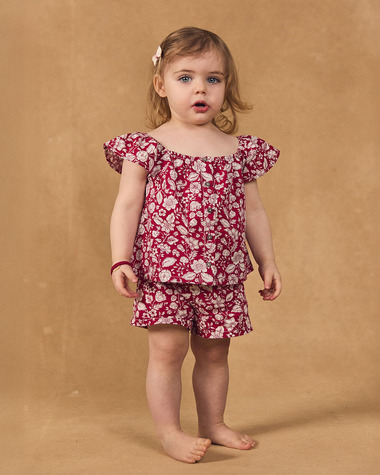 Floral print blouse and shorts set Fuchsia pink colour  Sergent Major