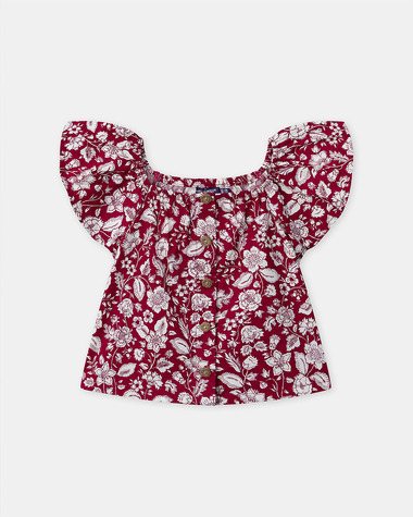 Floral print blouse and shorts set Fuchsia pink colour  Sergent Major