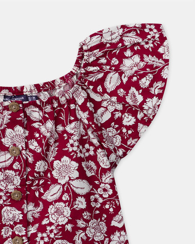 Floral print blouse and shorts set Fuchsia pink colour  Sergent Major