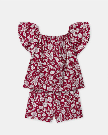Floral print blouse and shorts set Fuchsia pink colour  Sergent Major
