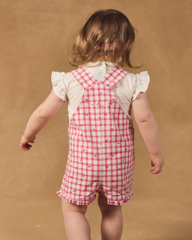 Short gingham overalls with ruffles Pink colour  Sergent Major