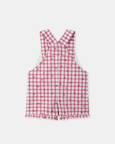 Short gingham overalls with ruffles Pink colour  Sergent Major
