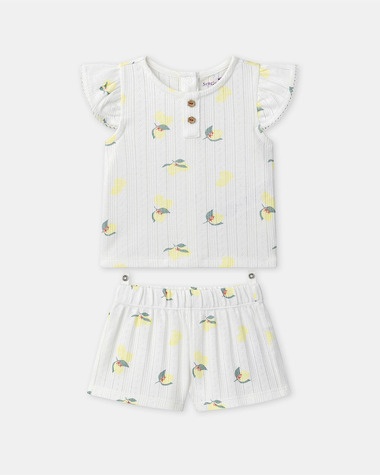 Two-piece lemon print pajamas Ecru colour  Sergent Major