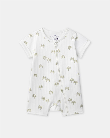 Short palm tree print jumpsuit Ecru colour  Sergent Major
